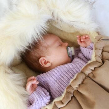 Woll-Fusssack für Kinderwagen & Babyschale – Beige Zusatzbild-1