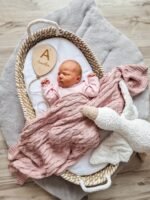 Bambus Babydecke gestrickt mit Zopfmuster|Pink Zusatzbild-1