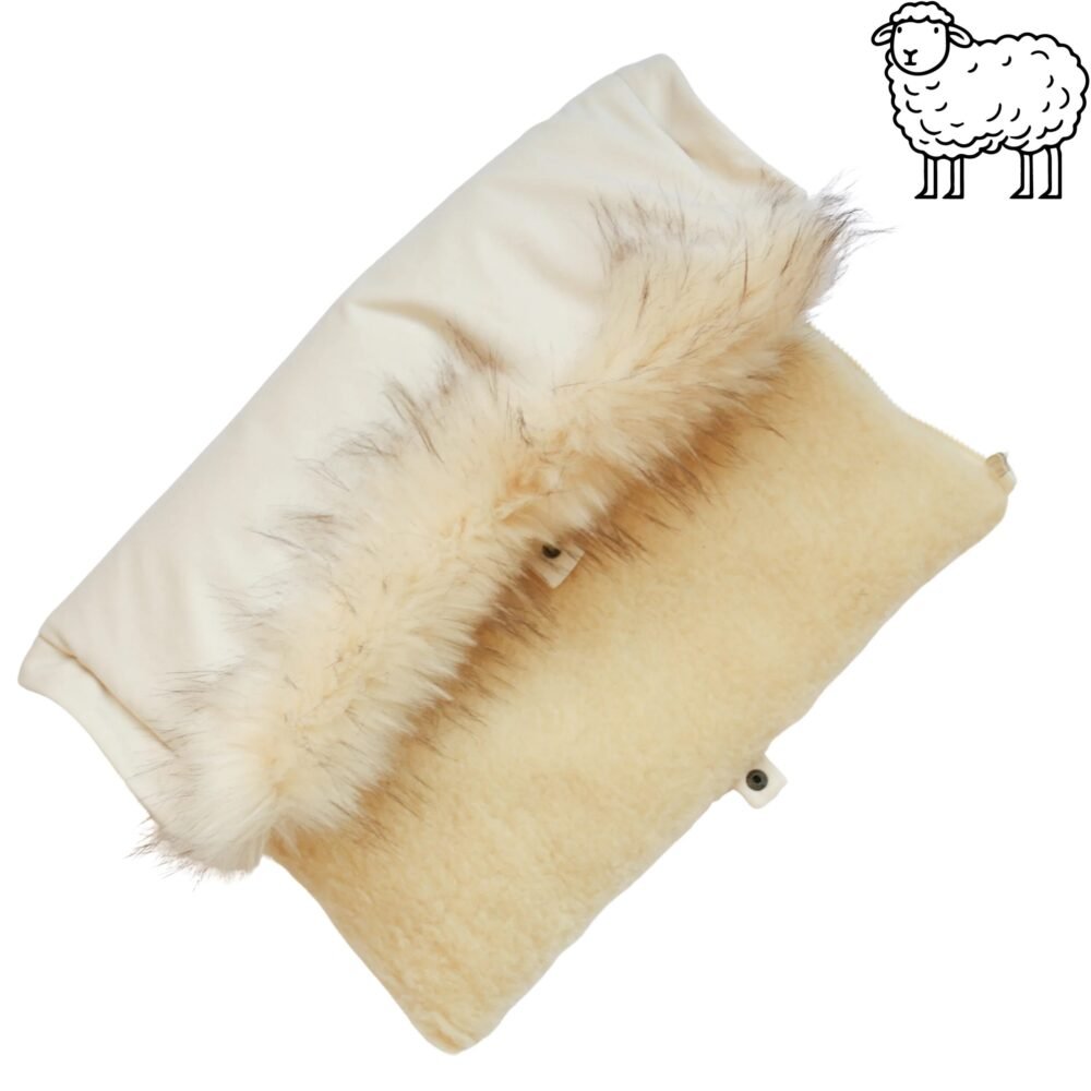 Manchon en laine pour poussette – Beige Image supplémentaire 3