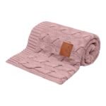 Bambus Babydecke gestrickt mit Zopfmuster|Pink
