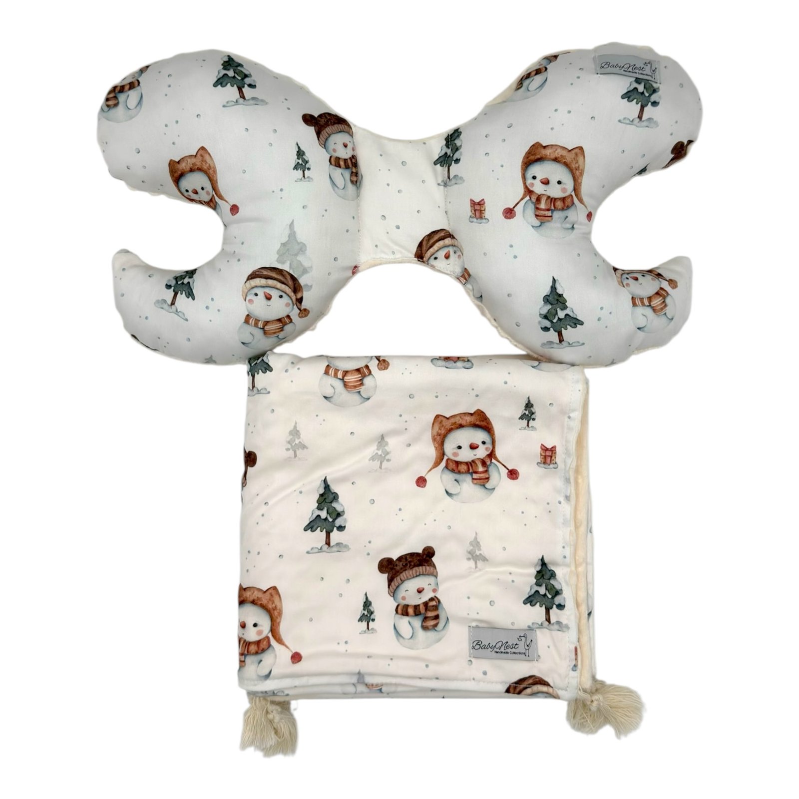 Kuscheldecke Snowman Cream Set Kuscheldecke-Kissen|Premium Baumwolle|Snowman Cream – Bild 1
