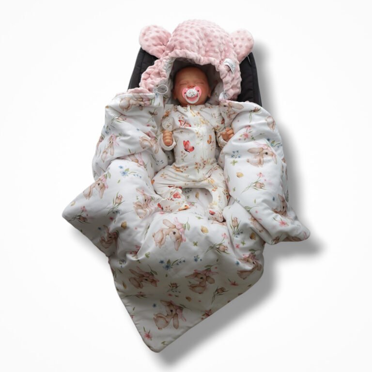 Autoschale Decke |Premium Baumwolle Minky|Meadow Bunny Zusatzbild-1