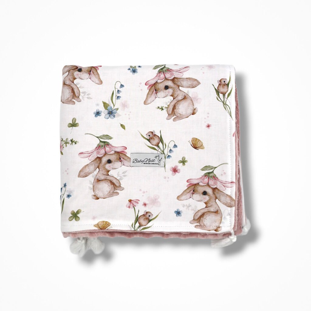 Cuddly blanket | Premium cotton minky | Meadow Bunny main image