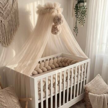 Betthimmel Tüll Beige mit 2 Pompons Hauptbild