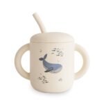 Mushie Trinklernbecher mit Strohhalm Whales