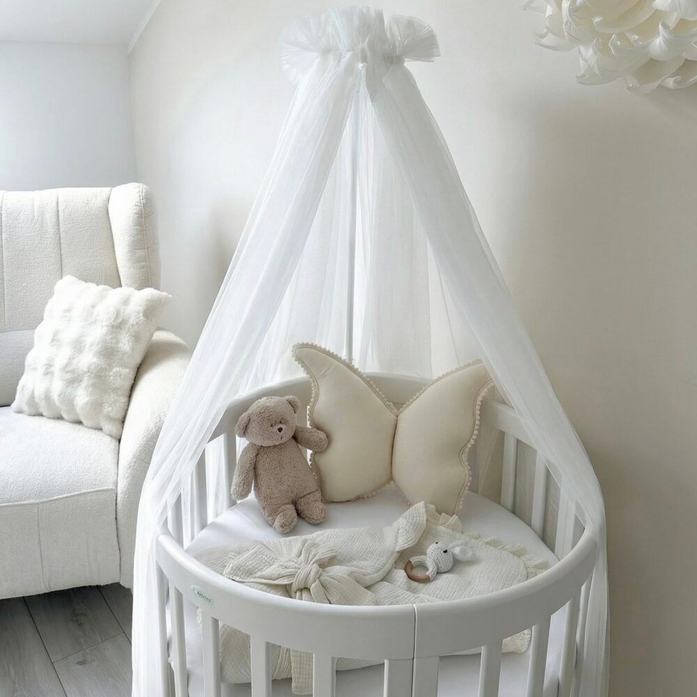 Baldacchino da letto in tulle bianco (immagine principale)