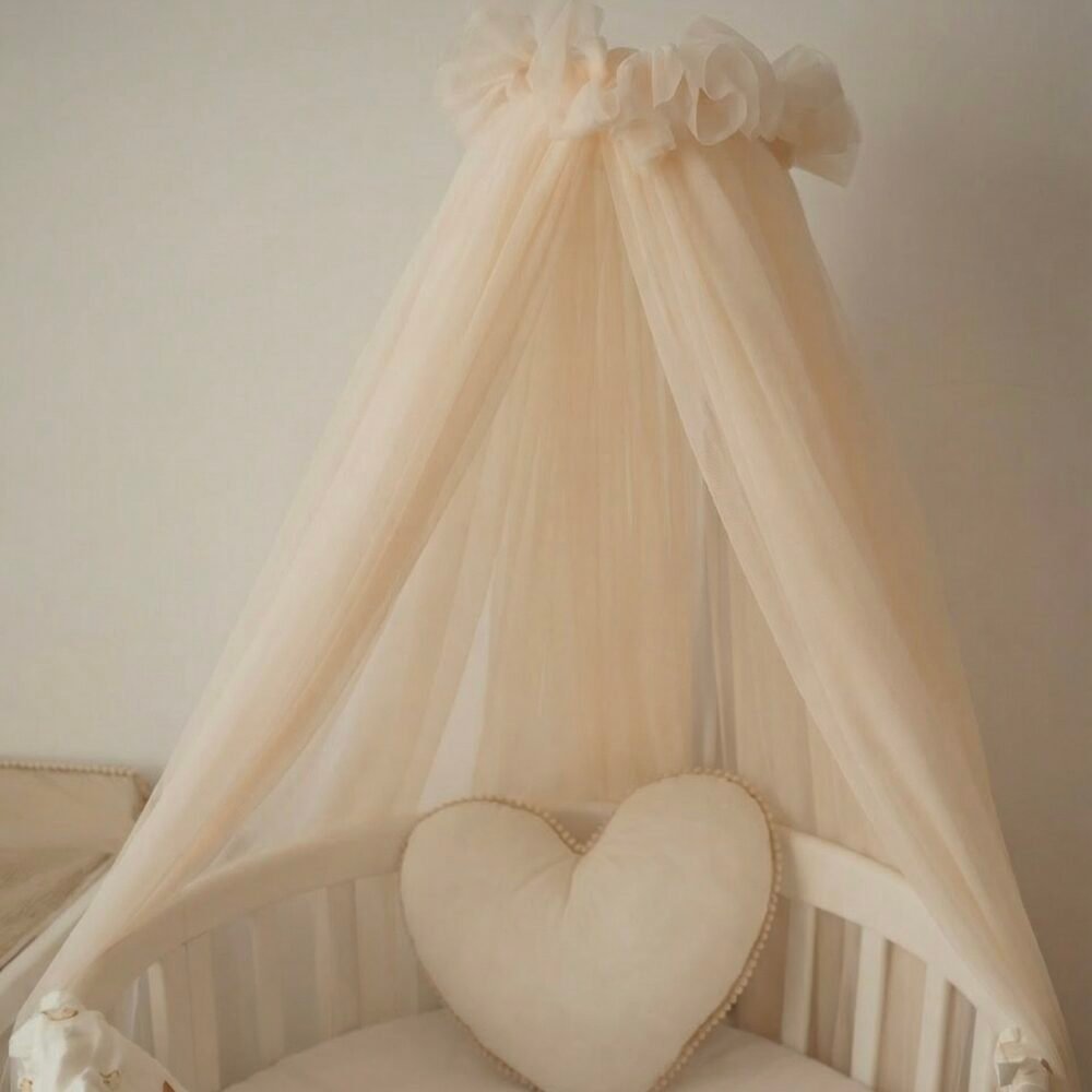 Baldacchino da letto in tulle color champagne, immagine aggiuntiva-2