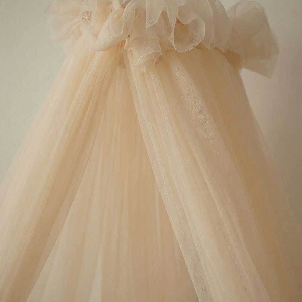 Baldacchino da letto in tulle color champagne, immagine aggiuntiva-1
