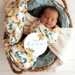Sunny Citrus Organic Jersey Wrap & Beanie Set - Image 3