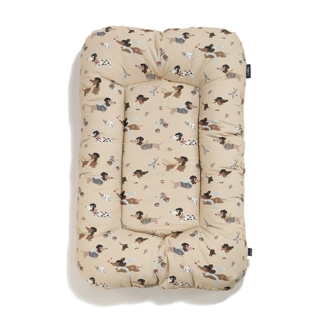 Baby nest cotton velvet PIERRE THE DOG - M - 50 x 86 cm_Main image