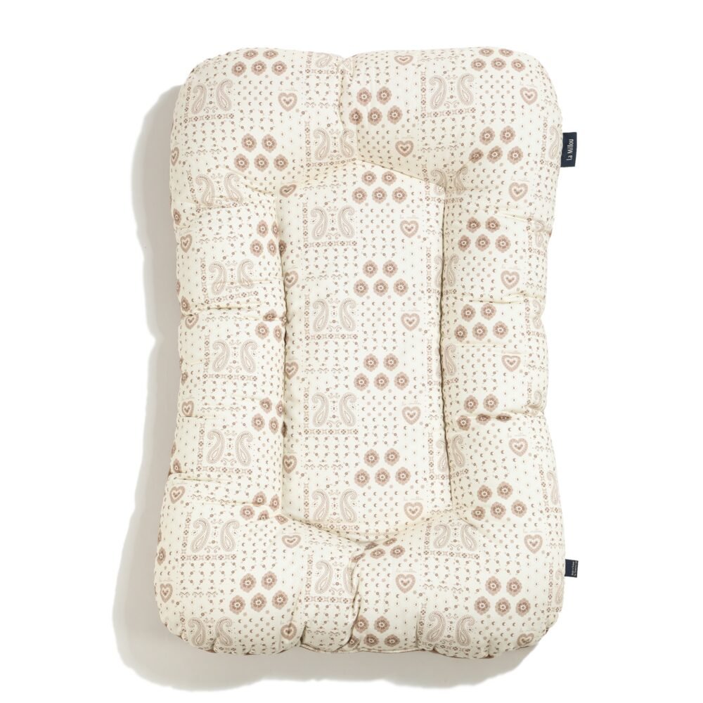 Bandana en velours de coton crème pour nid bébé - Taille M - 50 x 86 cm_Image principale
