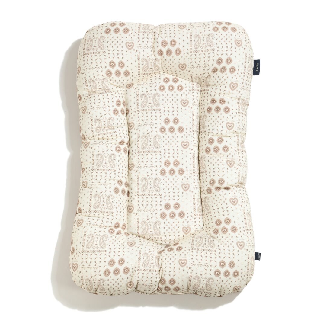 Bandana en velours de coton crème pour nid bébé - Taille M - 50 x 86 cm_Image principale