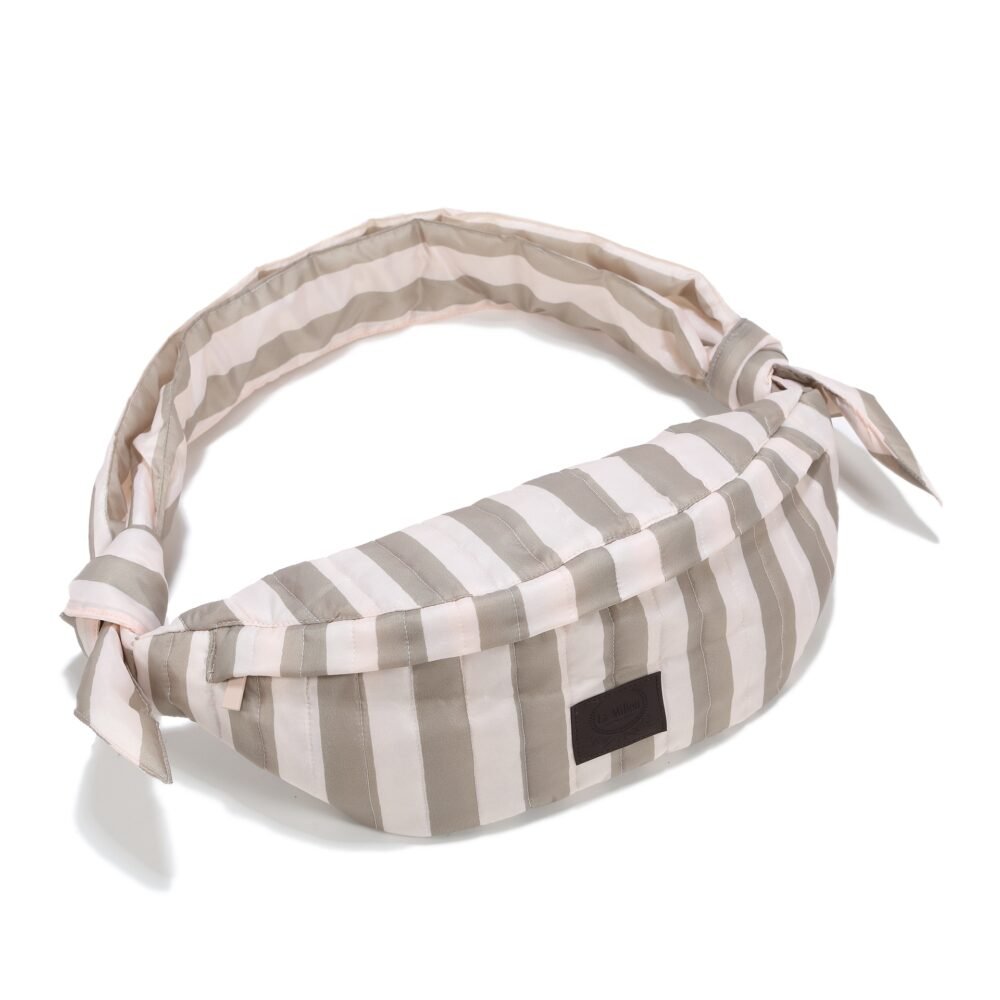 Sac banane en nylon rayé beige_Image principale