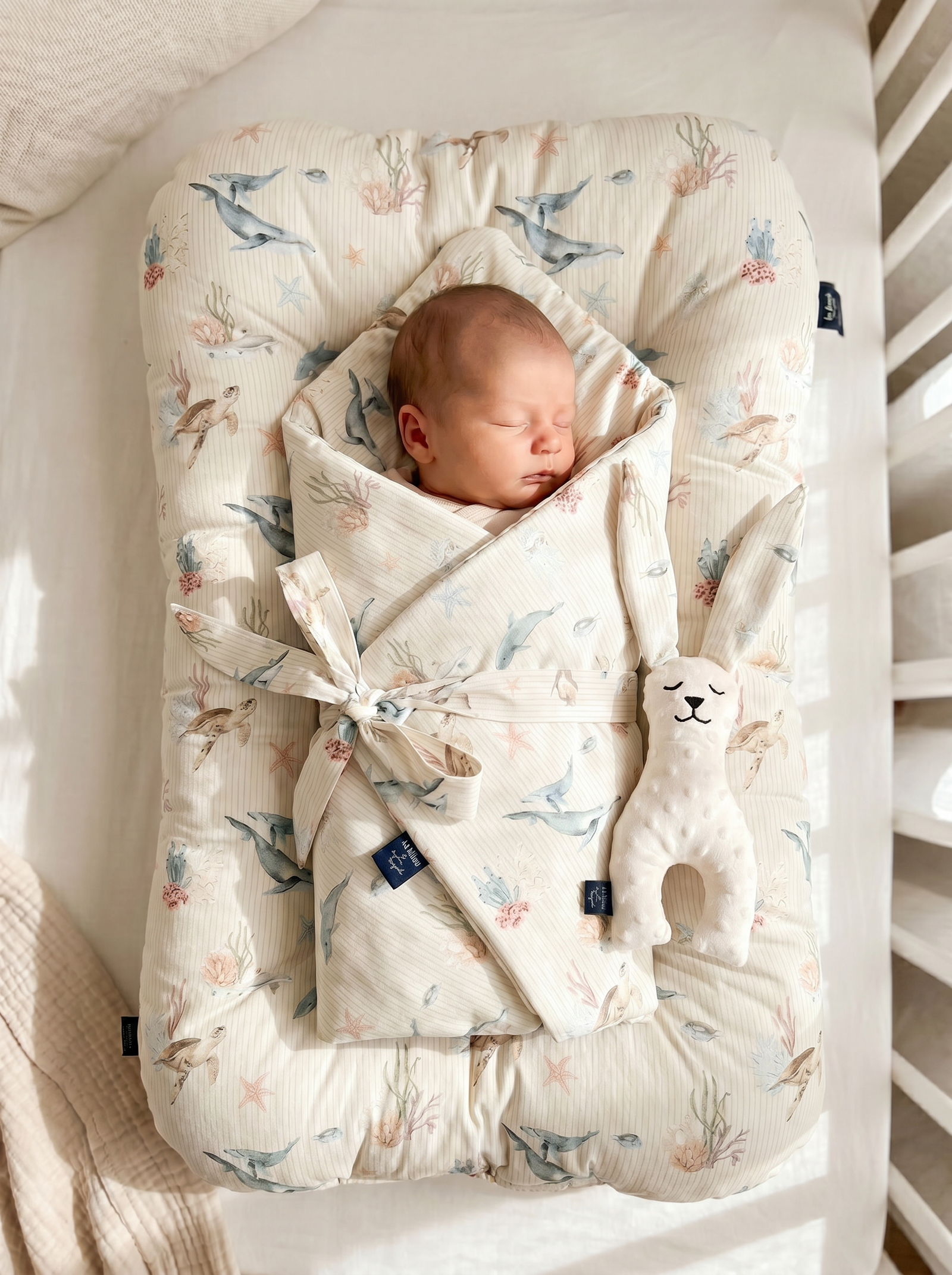 seaworld_collection_3 Babynest Baumwolle Velvet SEAWORLD - M - 50 x 86 cm – Image 1