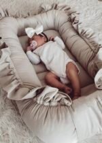 Babynest Velvet mit Rüsche Beige – Bild 2