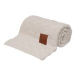 Bambus Babydecke gestrickt mit Zopfmuster Cream