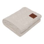 Bambus Babydecke gestrickt mit Zopfmuster Cream – Bild 2