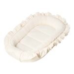 Babynest Velvet mit Rüsche Cream