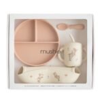 Mushie Silikon Geschirr Set Pink Flowers