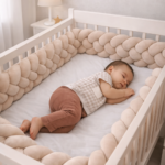 Bettschlange 4-Strang aus Velours – 200 cm geflochten – Beige