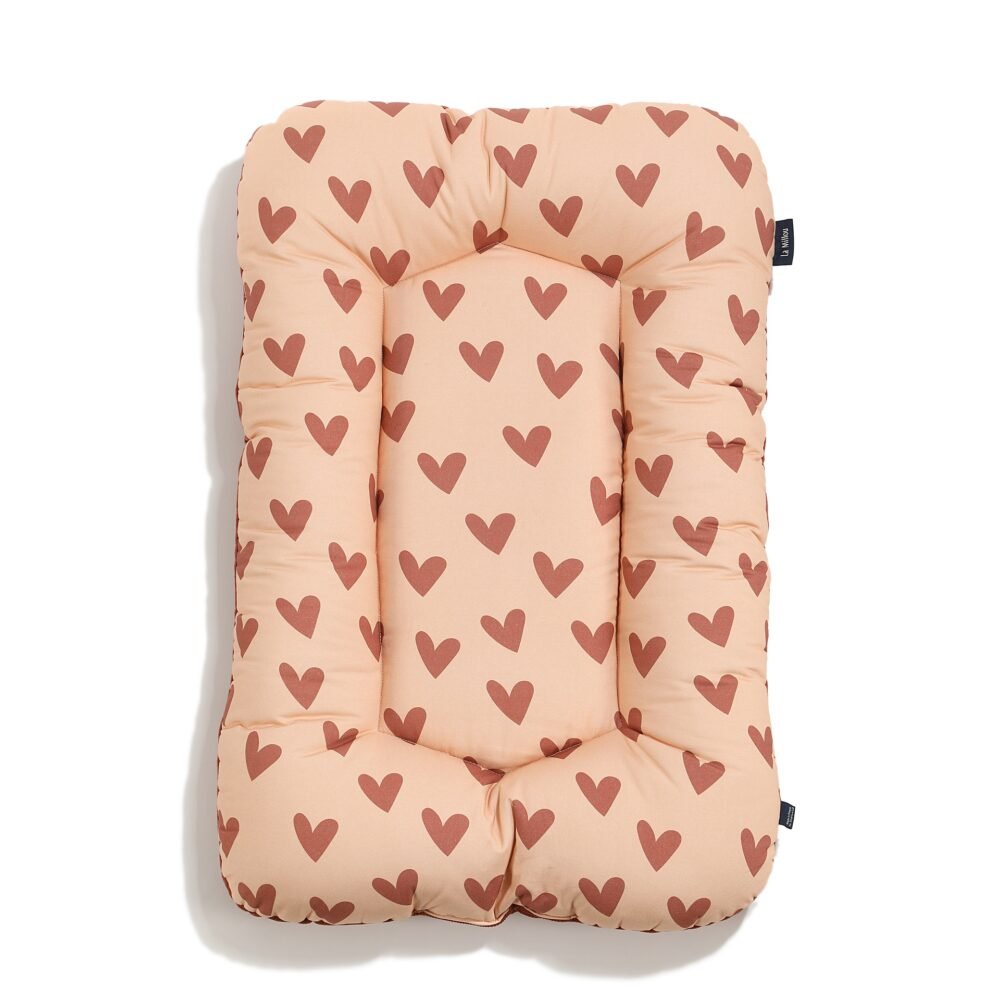Nid bébé en velours de coton ROSE BATTEMENT DE CŒUR - 50 x 86 cm Image principale