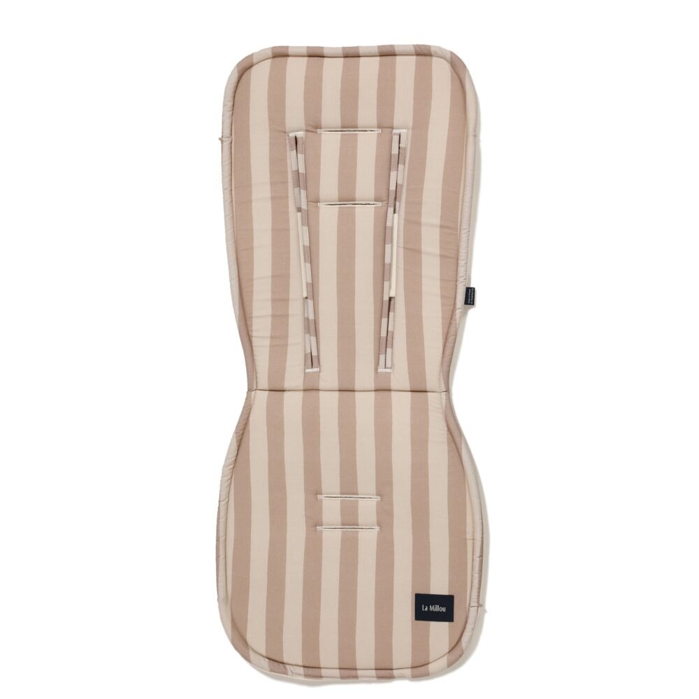 Fodera per passeggino in velluto di cotone a righe multicolore beige (Immagine principale)