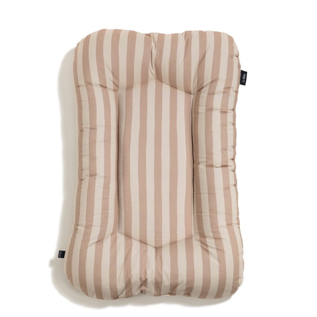 Baby nest cotton velvet stripes beige - 50 x 86 cm Main image