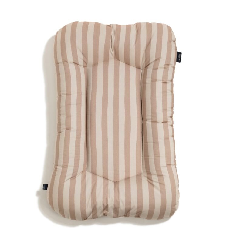 Nido per neonati in velluto di cotone a righe beige - 50 x 86 cm Immagine principale