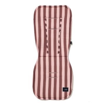 Doublure de poussette rose à rayures multicolores en velours de coton (Image principale)
