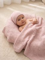 Warmedecke 100% Merinowolle Little Fleur Baby Pink 75x100cm - Image 2