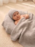 Warmedecke 100% Merinowolle Little Fleur Beige 75x100cm - Image 2