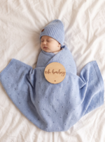 Babydecke Merinowolle Jersey Baby Blue 75x100 cm - immagine 2